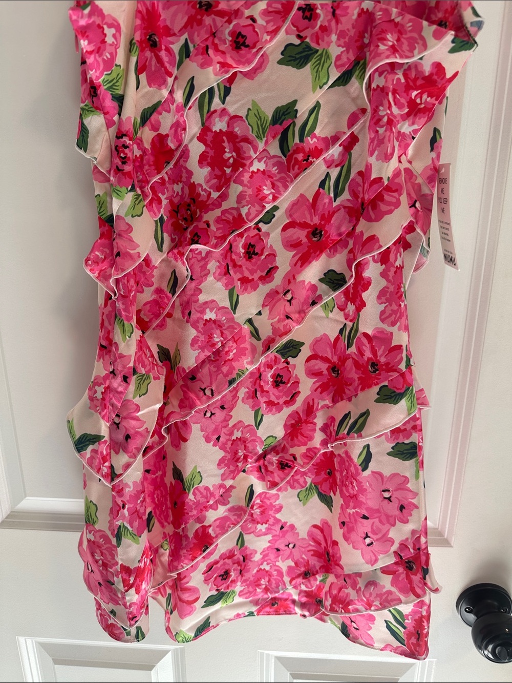 NWT Show Me Your MuMu Rosa Ruffle Mini Dress in Pink Floral size S - Picture 12 of 13